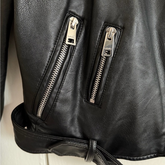 Levi's Women's Faux Black Leather Moto Jacket, Size Small - Picture 4 of 9